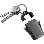 Rolling Square TAU 2 Schlüsselbund-Powerbank, 2000 mAh mit USB-C, Lightning und MicroUSB, Schwarz