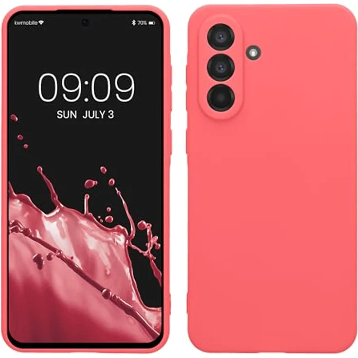 kwmobile Handyhülle für Samsung Galaxy A56 5G - flexibles Silikon Case in Neon Koralle, reißfest und rutschfest mit präzisen Ausschnitten – Bild 1