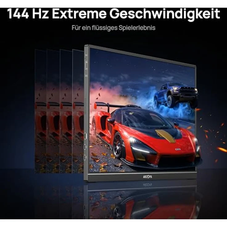 ARZOPA Z1FC 16.1'' Tragbarer Monitor, 144Hz FHD HDR, 106% sRGB, Ultra-dünn mit Standfuß, Augenschutz, USB-C und HDMI, für Laptop/PC/Mac/PS3/4/5/Xbox – Bild 3