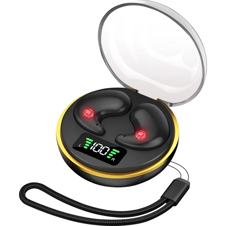 Avizar Schlaf In-Ears, ultraflach, Bluetooth mit LED Case, passive und aktive Geräuschunterdrückung, schwarz