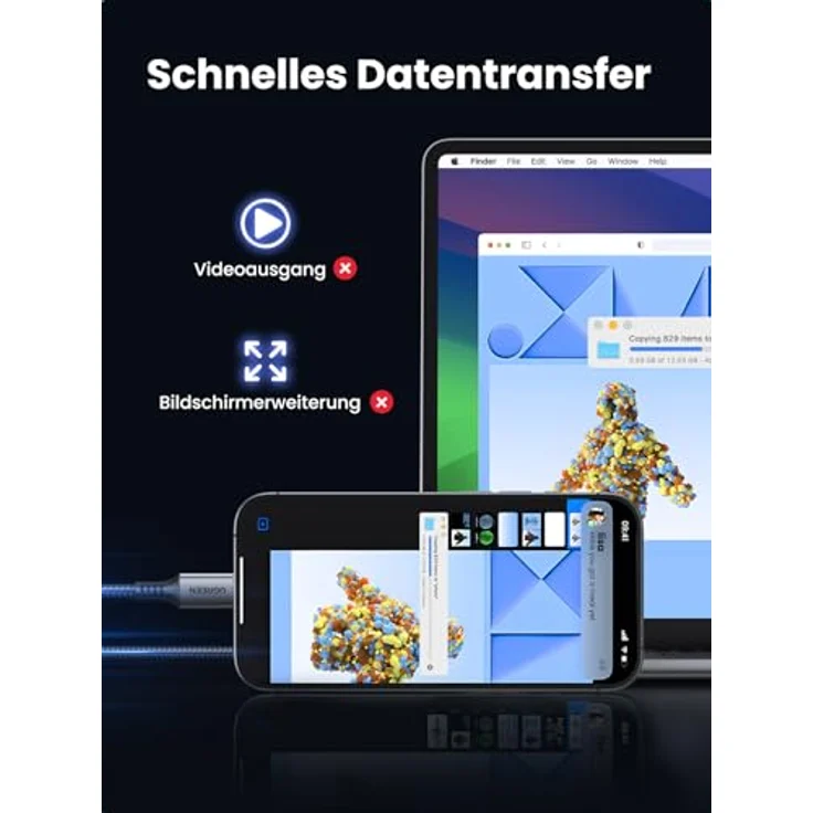 UGREEN USB C Kabel PD 3.0, 60W Schnellladekabel USB C auf USB C, kompatibel mit iPhone 16/15, Galaxy S24/S23/S22, 2024 iPad Pro/Air, 1M Nylonummantelung, 480 Mbps Datenübertragung – Bild 5