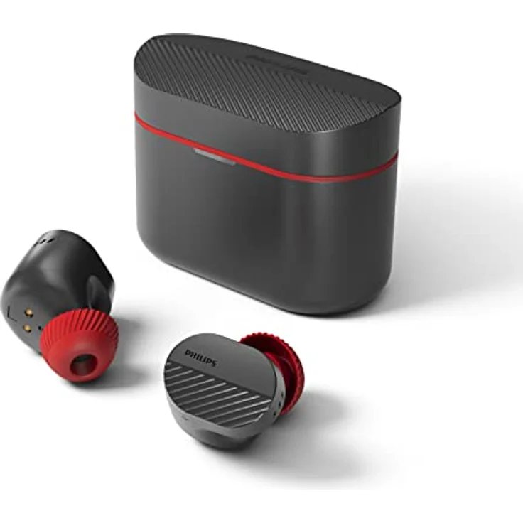 Philips TAA5508BK/00 Echte kabellose Kopfhörer, natürlich klingende Ohrhörer, Noise Cancelling Pro, sichere Passform, 28 Stunden Spielzeit, Bluetooth, Mikrofon, Ladeetui, USB-C-Kabel, IPX5, Schwarz