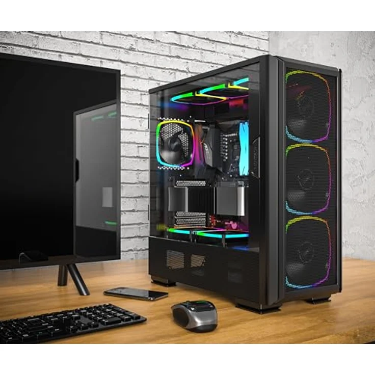 Montech SKY TWO GX Midi-Tower, Tempered Glass, Schwarz, RGB-Beleuchtung, geeignet für ATX/EATX/micro ATX/Mini-ITX – Bild 3