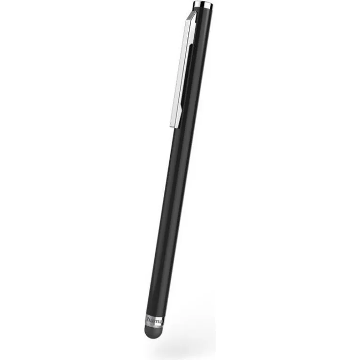 Hama Eingabestift "Easy" für Tablets und Smartphones, Schwarz - Soft-Touch-Stiftspitze, Clip, verhindert Fingerabdrücke
