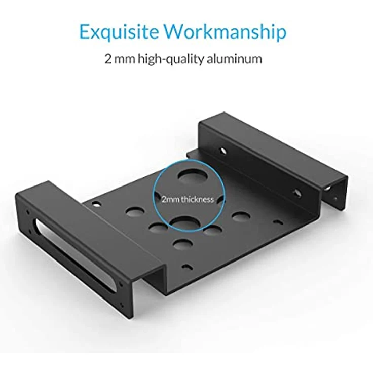 ORICO Aluminium 2,5'' / 3,5'' auf 5,25'' interner Festplattenadapter Konverter Einbaurahmen Wechselrahmen für 2,5-/3,5-Zoll SATA / IDE HDD oder SSD, für Desktop-PC Computer CD-/DVD-ROM (Schwarz) – Bild 4