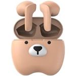 Onestyle TWS-Kids Bluetooth-In-Ear Kopfhörer für Kinder, braun - Niedliches "Bären"-Design, Bluetooth 5.31, klarer Klang