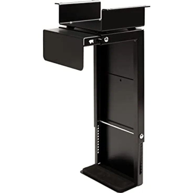 boho office® Computer-Halter, PC Halterung in Schwarz zur Montage unterhalb der Tischplatte, flexibel anpassbar an gängige Desktop Gehäuse (PC`s)