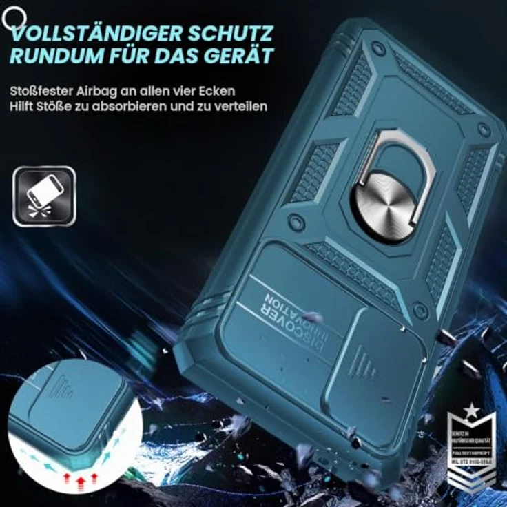 LeYi Handyhülle für Samsung Galaxy S20 FE 5G/4G, Tough Armor Schutzhülle mit Kameraschutz & 2 Schutzfolien, Full 360 Grad Standfunktion, Militär Blau – Bild 5