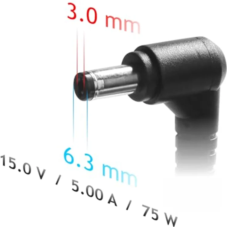 Akyga Ersatz-Netzteil für Toshiba Notebook, 15 V / 5,0 A / 75 W, Schwarz, Kabelanschluss 6.3 x 3.0 mm – Bild 2