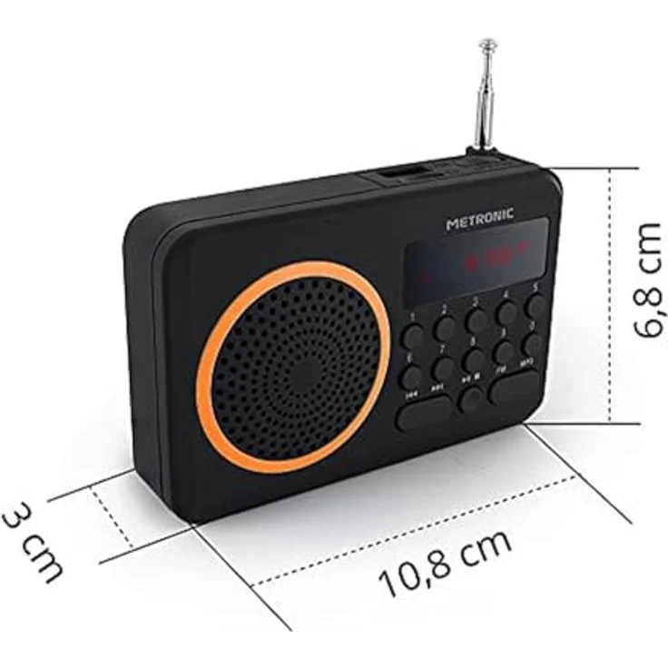 Metronic 477204 Tragbares UKW Radio Schwarz-Orange – Bild 4