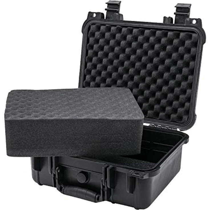 HMF ODK100 Outdoor-Fotokoffer, Transportkoffer mit Rasterschaumstoff | 34 x 29,5 x 15,5 cm, wasserdicht und staubdicht, schwarz – Bild 3