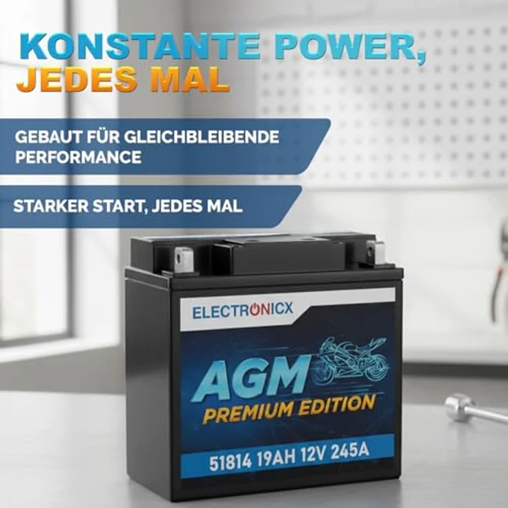Electronicx AGM Motorradbatterie 19Ah 12V, wartungsfrei, rüttelfest und auslaufsicher für Motorrad, Roller, Quad und ATV – Bild 4