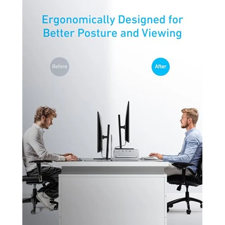 Anker USB-C Hub, 10-in-1 Aluminium-Monitorstandfuß mit 100W PD, 5Gbit/s USB-Anschlüssen und 4K@60Hz HDMI Display, integriertes 1m Kabel, silber, für MacBook, Dell und USB-C-Geräte – Bild 4