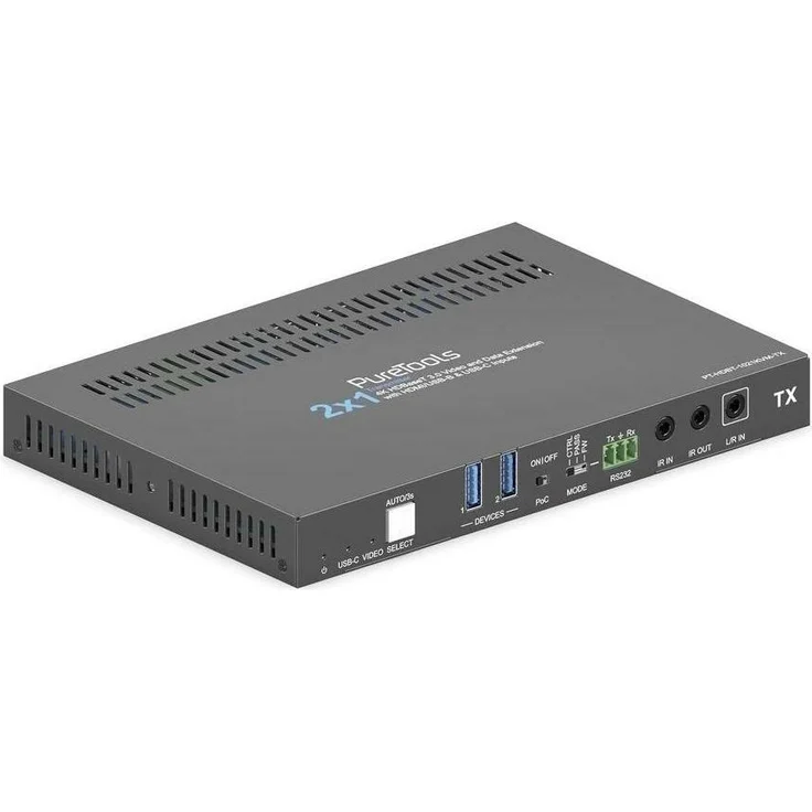 Purelink PureTools 2x1 18Gbps HDBaseT 3.0 KVM Transmitter, KVM Switch mit 4K Auflösung und vielseitigen Anschlussmöglichkeiten