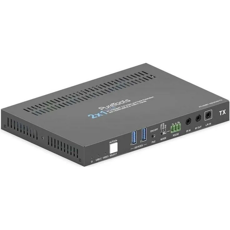 Purelink PureTools 2x1 18Gbps HDBaseT 3.0 KVM Transmitter, KVM Switch mit 4K Auflösung und vielseitigen Anschlussmöglichkeiten
