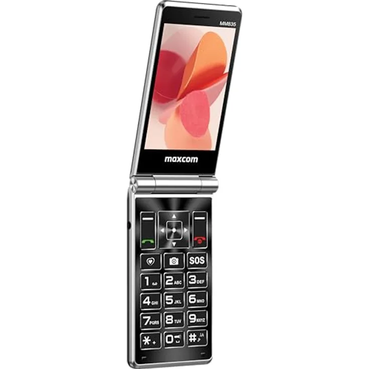 Maxcom MM835 Flip Phone, 4G Senioren Handy mit 2 großen Displays (3,5 Zoll & 2,4 Zoll), Hörgerätekompatibilität, SOS-Taste, Schwarz, entsperrt & SIM-frei, USB-C