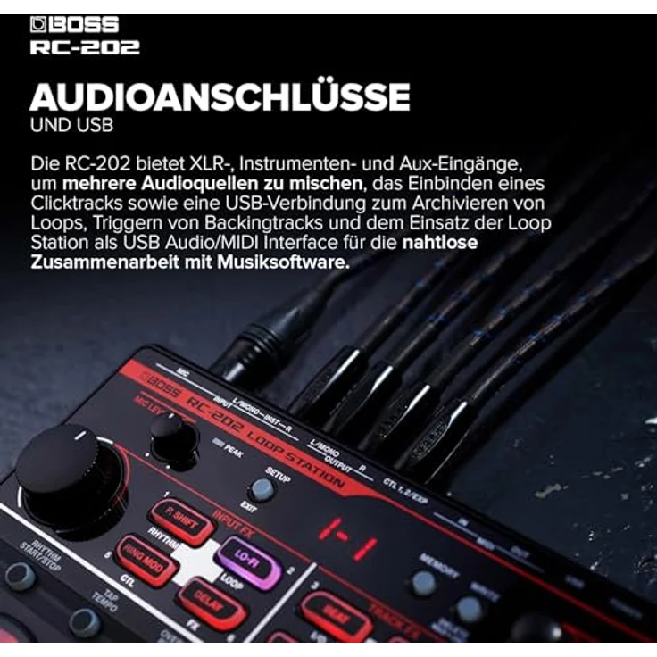 BOSS RC-202, Sampler und MIDI Controller mit 2 Stereo-Schleifen, 64 Phrasenspeichern, Schwarz – Bild 5