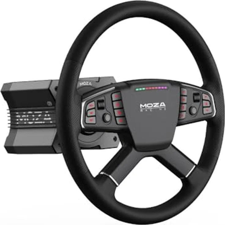 MOZA RACING TSW Truck Wheel, Gaming-Lenkrad für LKW- und Landwirtschaftssimulatoren, Schwarz, 18 Bedienelemente, Quick-Release-Anschluss, RGB-Schaltanzeige – Bild 7