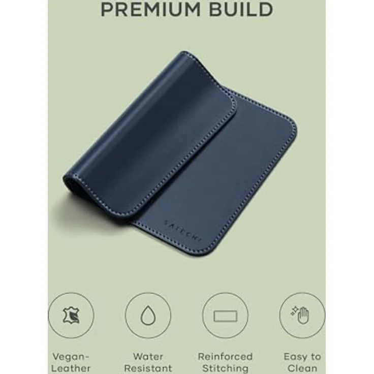 SATECHI Mauspad, ergonomisch und wendbar, kratz- und wasserfest – Schreibtischpad aus PU, Blau, 25,9 x 19,1 x 0,36 cm – Bild 2