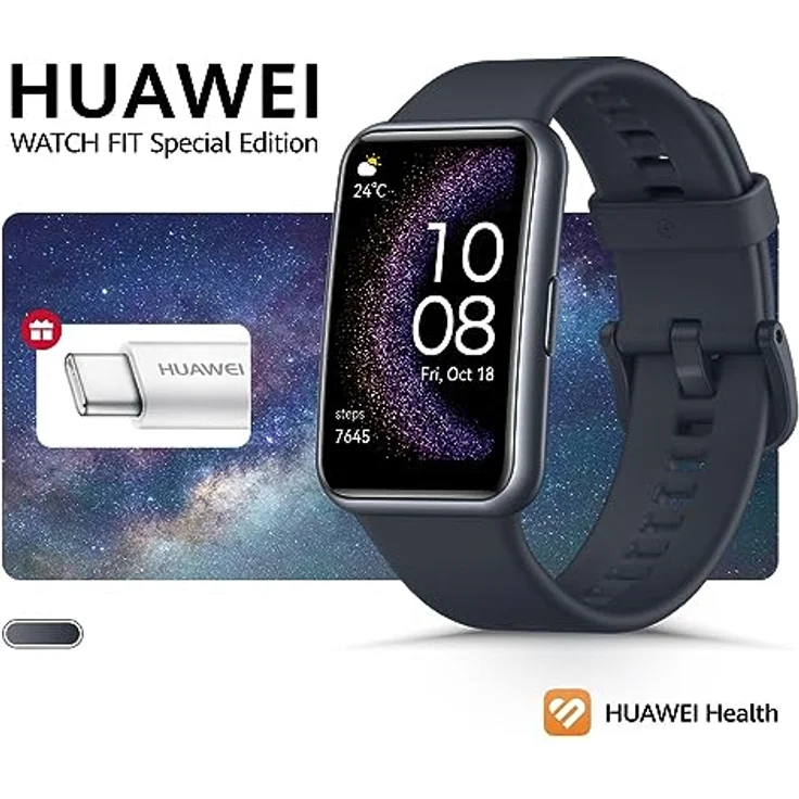 HUAWEI Watch FIT Special Edition, 1,64 Zoll HD-AMOLED-Display, Professionelles Gesundheitsmanagement, Integriertes GPS, Praktischer Assistent im Alltag, Starry Black – Bild 2