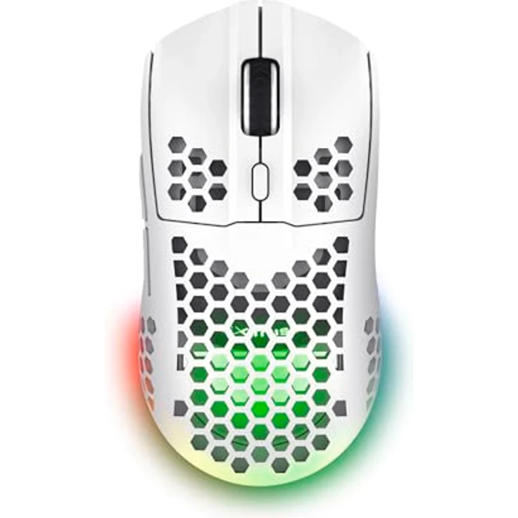 Trust Gaming GXT 929 Helox Kabellose Gaming Maus, Ultraleichte Maus 75g, 80h Dauerbetrieb, 2,4-GHz-Mikro-USB-Empfänger, Einstellbare DPI (800-4800), 6 Programmierbare Tasten, Gaming PC MMO - Weiß – Bild 1
