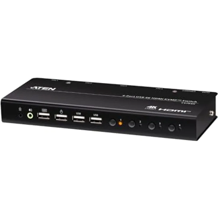 Aten CS784H 4-Port USB HDMI KVM Switch, 4K Unterstützung bis 5120×1440, Schwarz