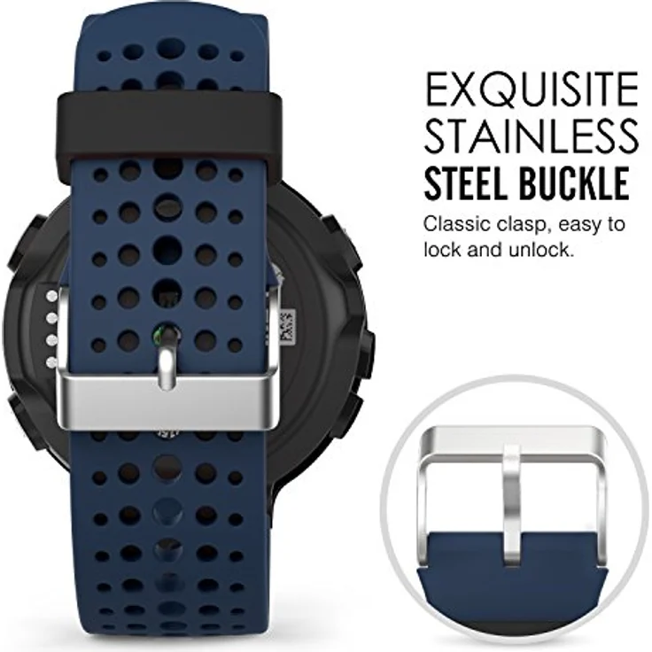 MoKo Armband für Garmin Forerunner 235/235 Lite/220/230/620/630/735XT, Silikon Sportarmband, einstellbar, Mitternachtsblau/Schwarz, atmungsaktiv und langlebig – Bild 4