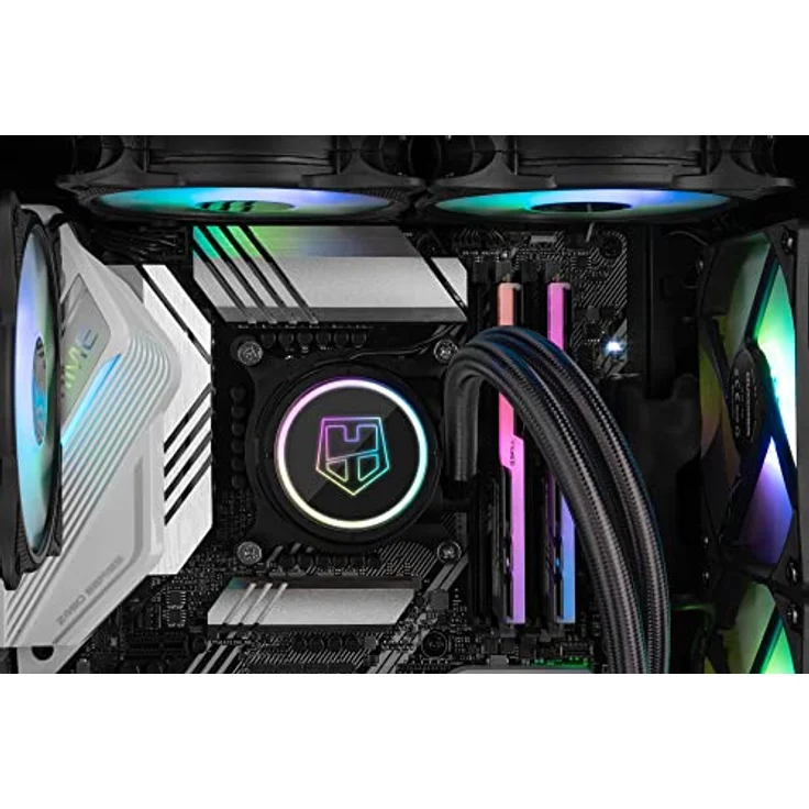 NOX HUMMER FROST -NXHUMMERFROST- Micro Tower micro ATX;ATX, bis zu 6 Lüfter 160mm, Gaming Design, ARGB Regenbogen LED Streifen, gehärtetes Glasfenster, großformatige Grafik, USB 3.0, Schwarz – Bild 3