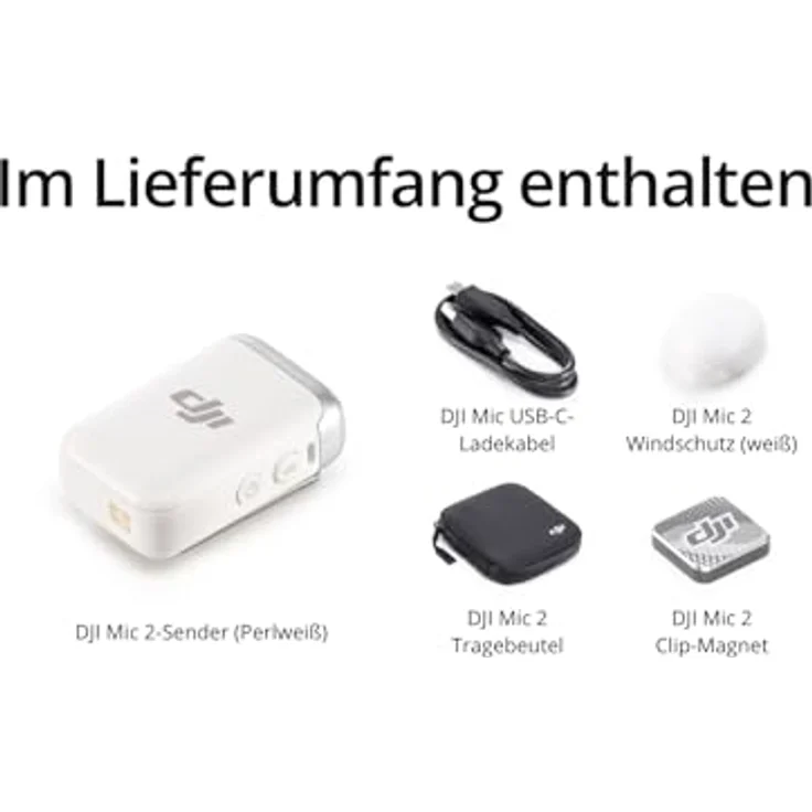 DJI Mic 2-Sender (Perlweiß), kabelloses Mikrofon, intelligente Rauschunterdrückung, 14 Stunden interne Aufnahme, 6 Stunden Akkulaufzeit, magnetische Befestigung, Bluetooth-Mikrofon, Vlogs – Bild 5