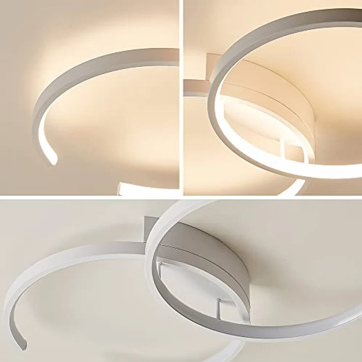 Eurotondisplay LED Deckenleuchte Deckenlampe SX87 mit Fernbedienung dimmbar schwarz weiß lackierter Metallrahmen Schlafzimmerleuchte ceiling light (SX8718W 55x32cm) – Bild 5