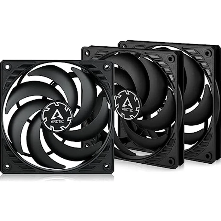 ARCTIC P12 Slim PWM PST (3 Stück) - PC Lüfter, 120 mm PWM PST Gehäuselüfter optimiert für statischen Druck, Case Fan mit PST-Anschluss (PWM Sharing Technology), besonders schmal - Schwarz - Preisvergleich