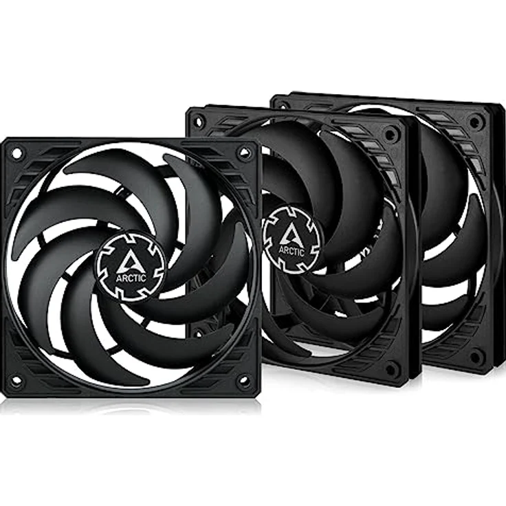 ARCTIC P12 Slim PWM PST (3 Stück) - PC Lüfter, 120 mm PWM PST Gehäuselüfter optimiert für statischen Druck, Case Fan mit PST-Anschluss (PWM Sharing Technology), besonders schmal - Schwarz - Preisvergleich – Bild 1