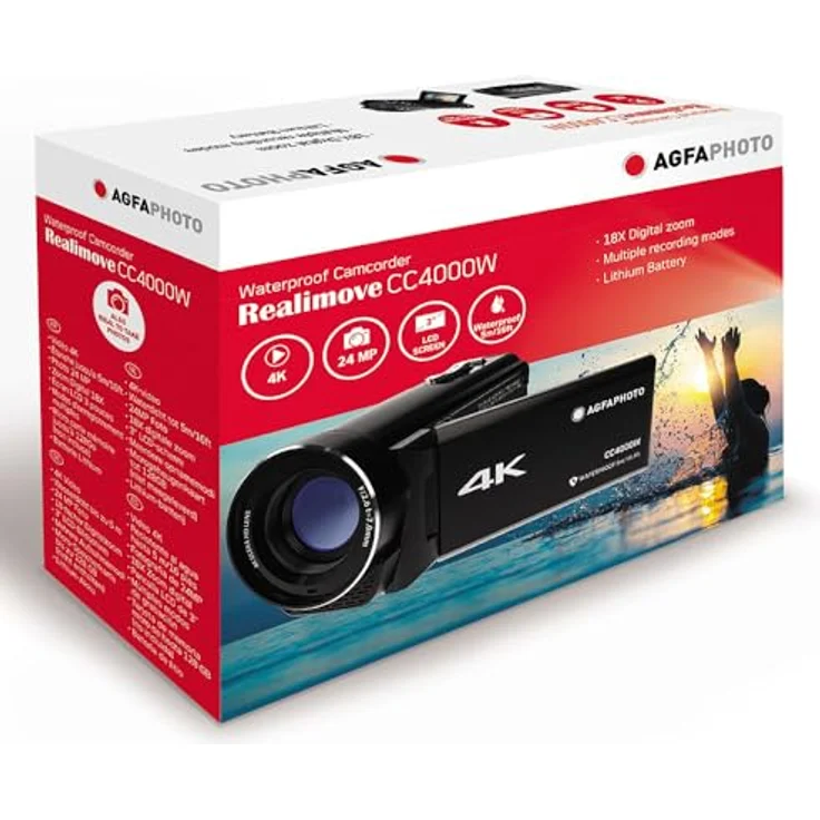 AgfaPhoto Realimove CC4000W – 4K Camcorder, 24 MP, wasserdicht bis 5 m, 18x Digitalzoom, 3" Display, schwarz – Bild 7