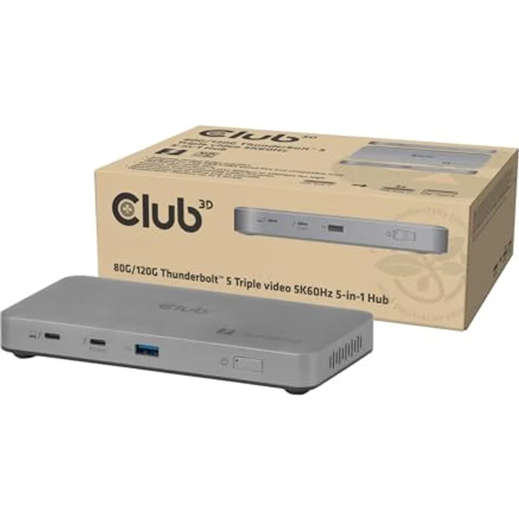 Club3D CSV-2563, Thunderbolt™ 5 Hub mit Triple Video 5K60Hz, zertifiziert, 180W, inklusive Thunderbolt Share – Bild 1
