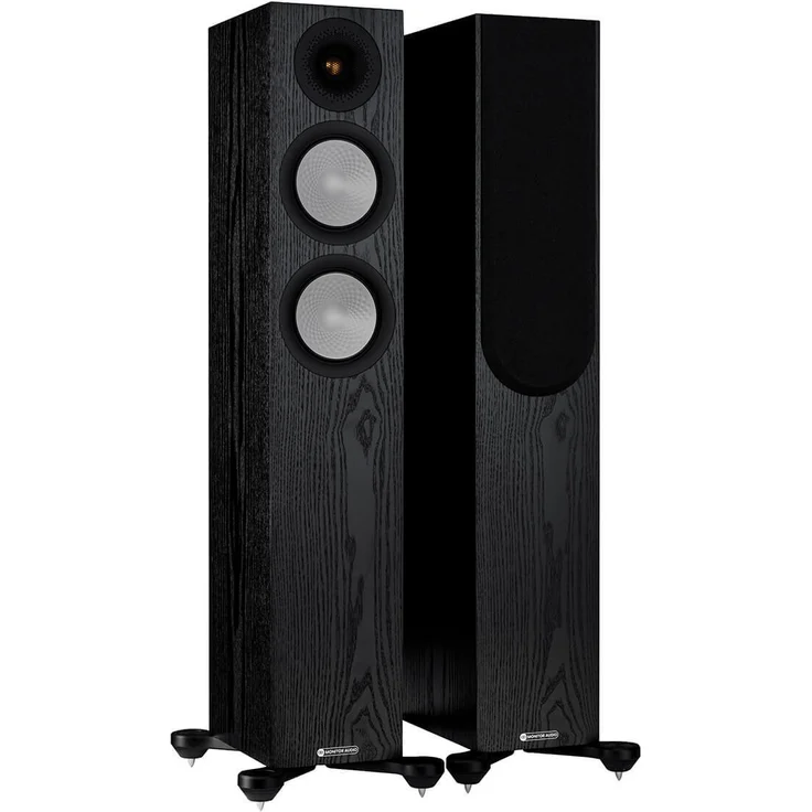 Monitor Audio Silver 200 7G, Standlautsprecher mit Echtholzfurnier in Eiche Schwarz, optimiert für wandnahe Aufstellung, Rigid Surface Technology II, gleichmäßige Klangverteilung