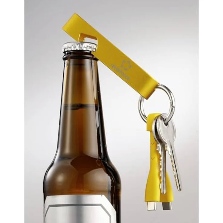 Renkforce USB-Kabel USB 2.0 USB-C® Stecker 0.15 m, Gelb mit Schlüsselanhänger und Flaschenöffner – Bild 4