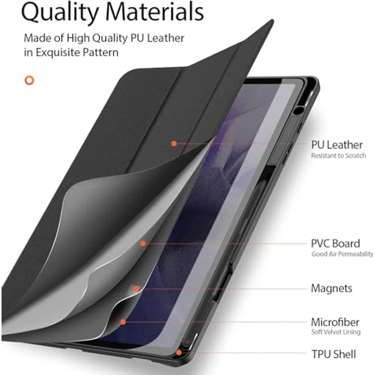 Dux Ducis Tablet-Hülle Domo Hartschale mit Smart Sleep für Samsung Galaxy Tab S9 FE Plus, elegante Standfunktion, schwarz – Bild 3