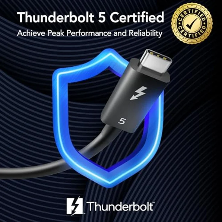 Sonnet Thunderbolt 5 Kabel, 0.5M schwarz, 80 Gbps Datentransfer, 240W Power Delivery, kompatibel mit Thunderbolt 4 und USB-C – Bild 7