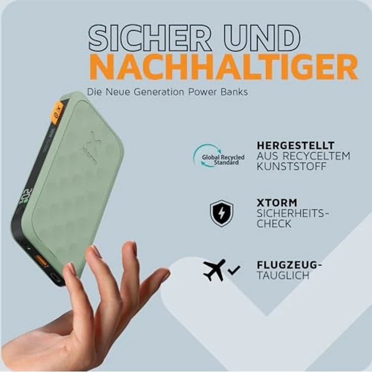 Xtorm Fuel Series Powerbank (10000 mAh, 20 W, 37 Wh), Grün – Bild 6
