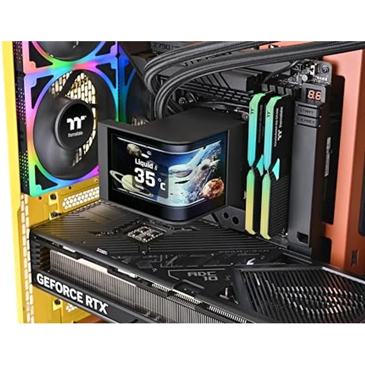 Thermaltake MAGCurve 360 Ultra AIO ARGB Fan, 120 mm PC Lüfter mit RGB-Beleuchtung und Aluminium-Radiator, Transparent – Bild 6