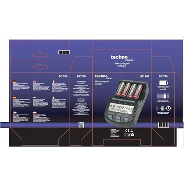 BC 700 Akku - Ladegerät mit LCD - Display, Microprozessor, Schnellladegerät für z. B. Eneloop Akkus, Panasonic Akkus, Varta Akkus, Ansmann Akkus und u.v.m., schwarz – Bild 4