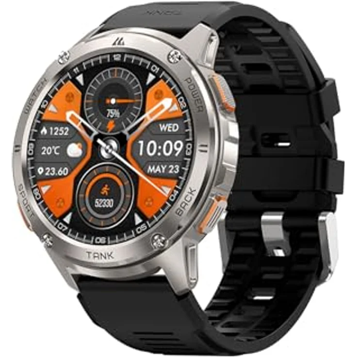 KOSPET TANK T3 Smartwatch, 1,4 Zoll AMOLED, wasserdicht, Silber, 170+ Sportmodi, 500 mAh Akku – Bild 2