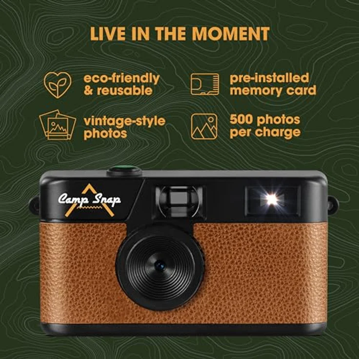 Camp Snap CS-V105, Retro Digitalkamera im Vintage-Look, 8MP mit USB-C und SD-Slot, braun – Bild 7