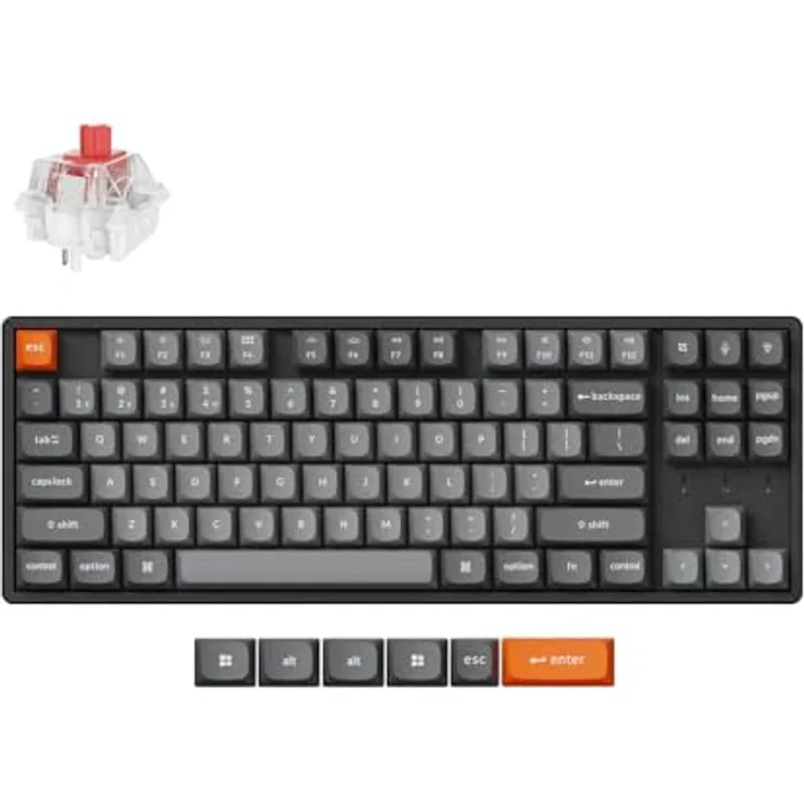 Keychron K8 Max Custom Wireless Mechanische Tastatur 2.4 GHz/Bluetooth/USB-C, Hot-swap, RGB, Aluminiumrahmen, QMK/VIA Programmierbare Makros, PBT Keycaps, für Mac Windows, Super Brown Switch, QWERTY US Layout