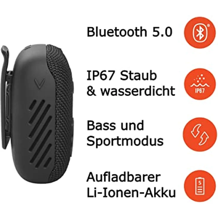 JBL Wind 3S tragbare Bluetooth-Lautsprecher, Schwarz – Bild 3