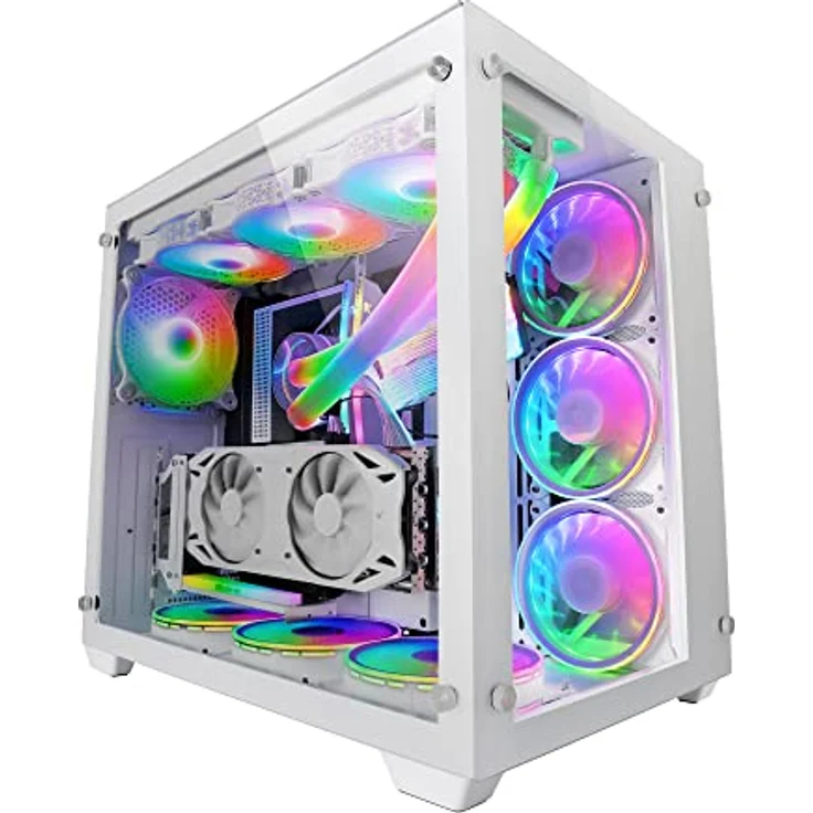 Mars Gaming MCV3 Weiß, Custom XXL E-ATX Gaming Tower, Front und Seitenfenster Gehärtetem Glas, Dual Chamber Modular Frame – Bild 1