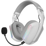 Mars Gaming MHW-PRO, Kabelloses Gaming-Headset mit 3D Surround Sound 7.1, Bluetooth 5.3, Ultraleichtes ergonomisches Design, Duales Mikrofon, Multiplattform, Weiß