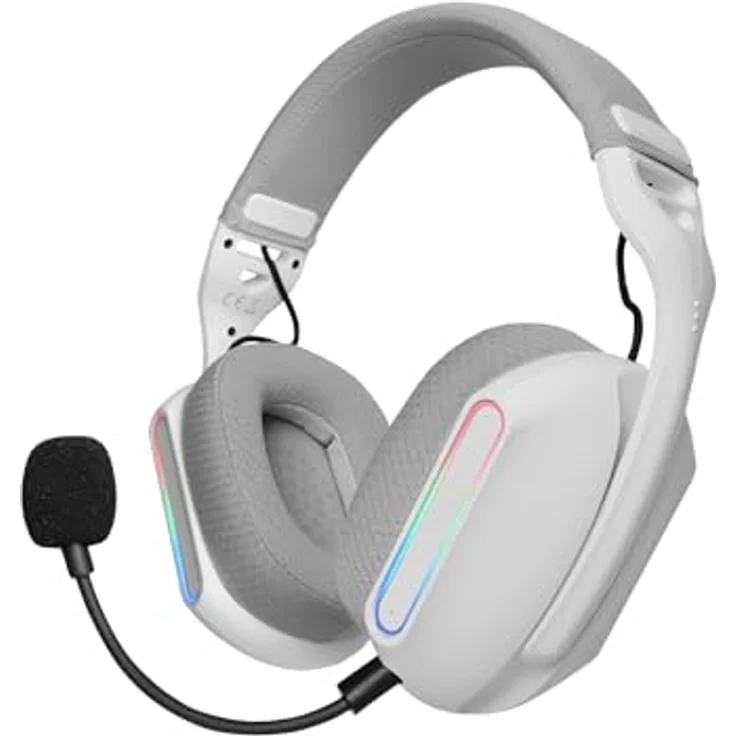 Mars Gaming MHW-PRO, Kabelloses Gaming-Headset mit 3D Surround Sound 7.1, Bluetooth 5.3, Ultraleichtes ergonomisches Design, Duales Mikrofon, Multiplattform, Weiß – Bild 1