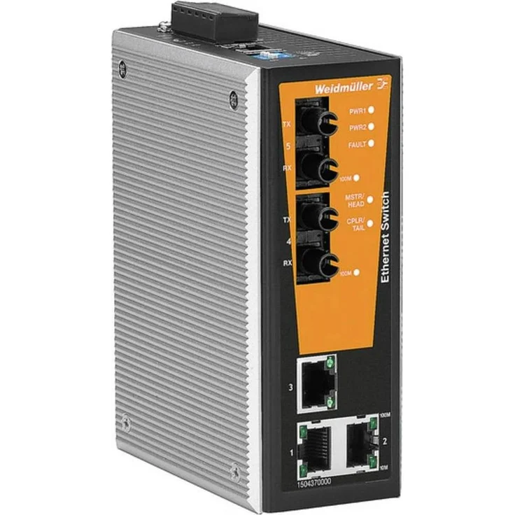Weidmüller 1504390000, Hutschienen Netzwerk Switch 5 Ports, 3x10/100Mbps, IP30 Gehäuse, unmanaged