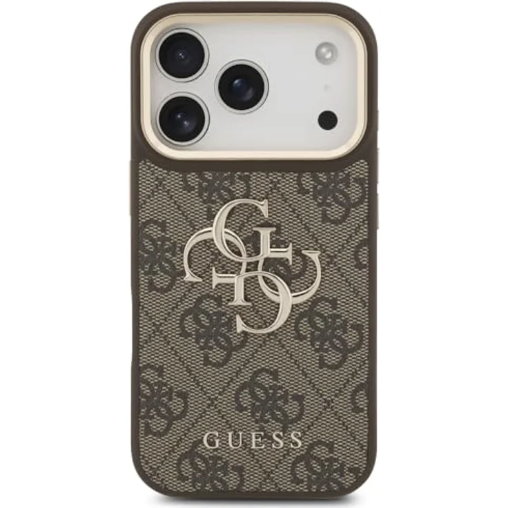 CG MOBILE Guess 4G Classic Logo Hülle mit großem Riemen und Metallknöpfen für iPhone 17 Pro, Kunstleder, Braun – Bild 3